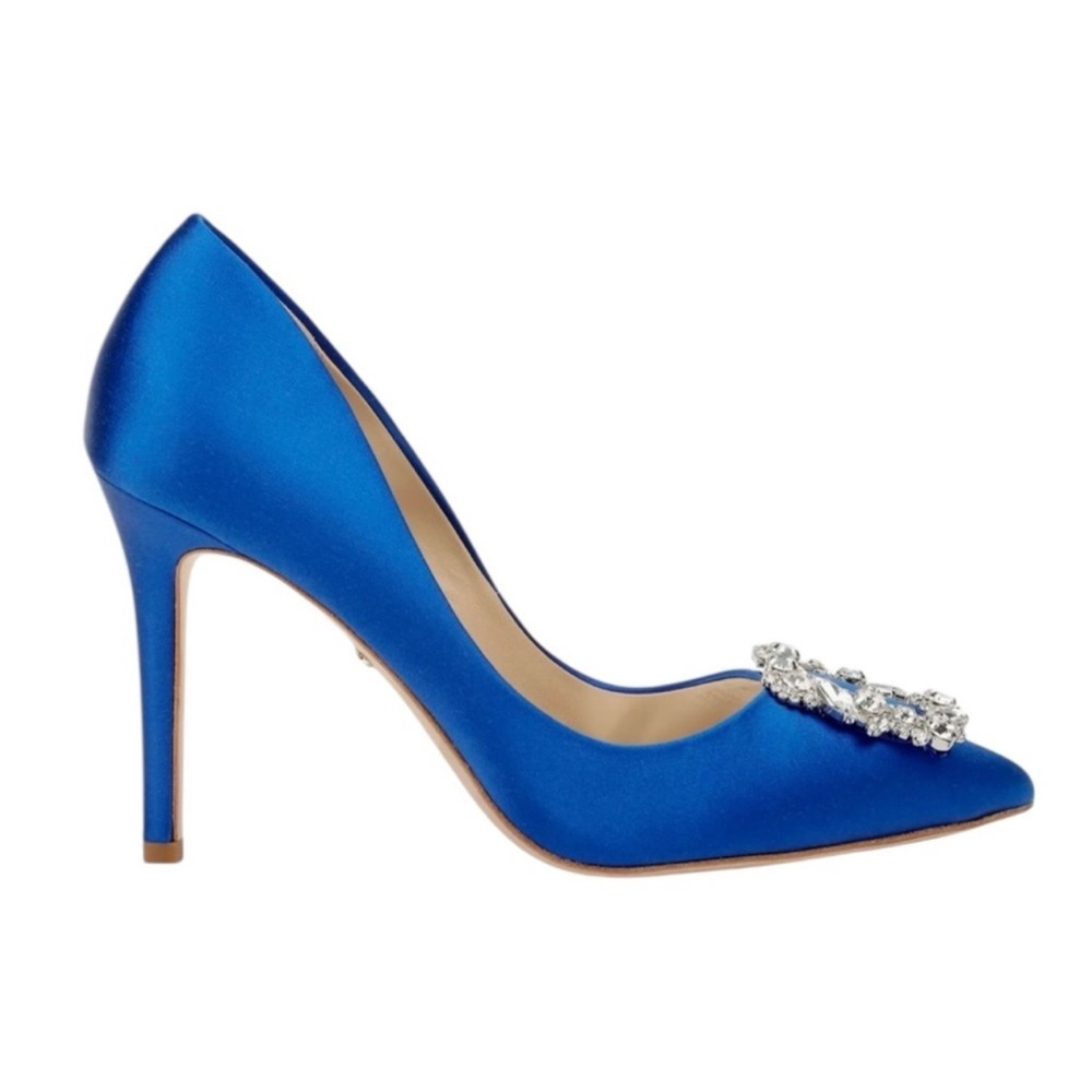 Badgley Mischka Collection Cher Embellished Pump Satin Blue Rhinestone - Picture 2 of 8